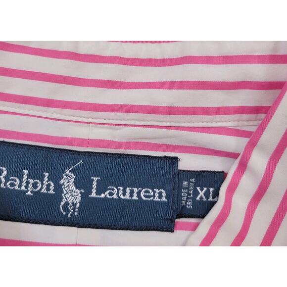 Lauren Ralph Lauren Dress Shirt Mens XL White Pink Striped Button Down Up LRL - Picture 8 of 13